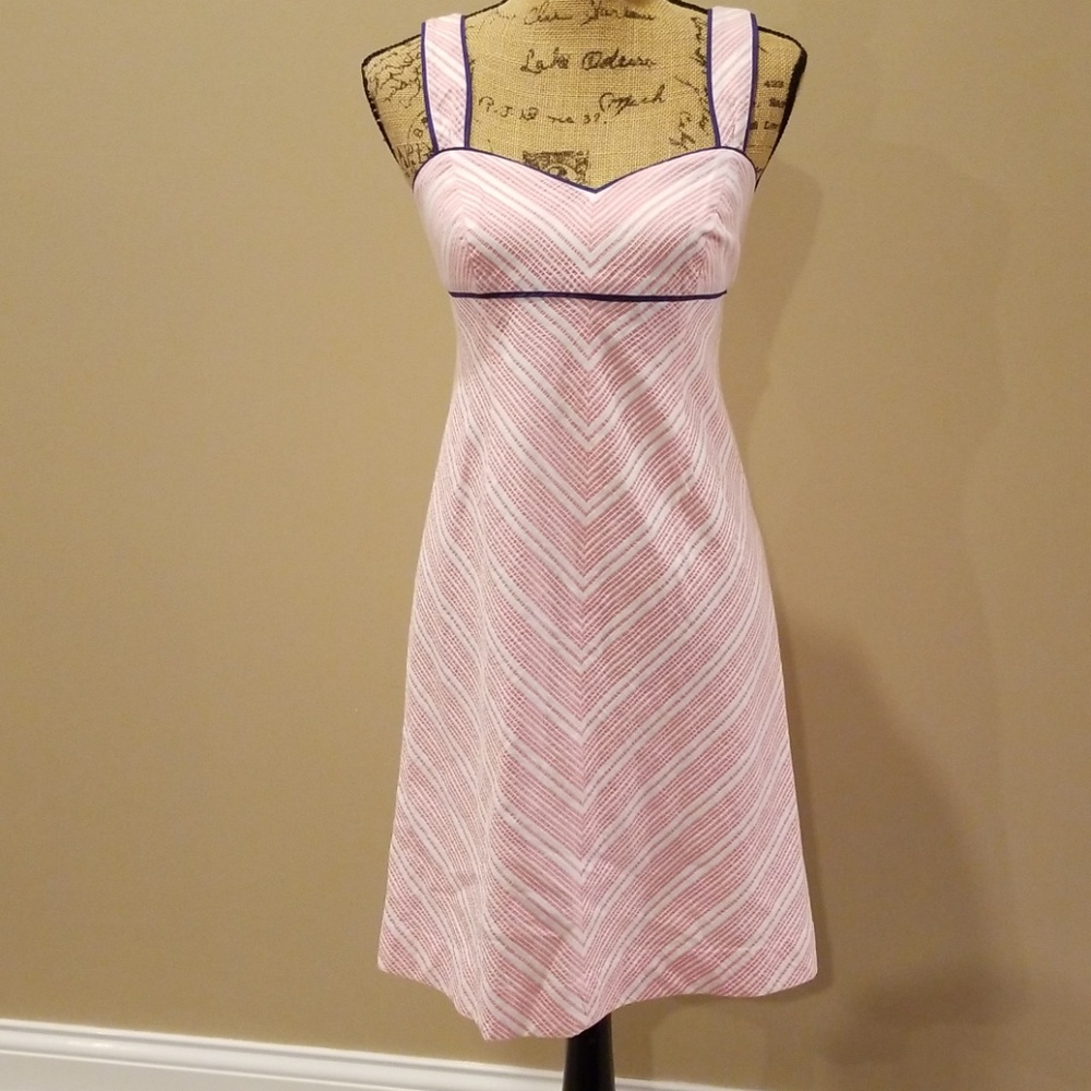 Lilly Pulitzer pink white seersucker dress F211:7: